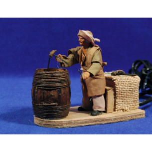 Persona chi repara otre di vino movimento 10 cm terracotta e stoffe