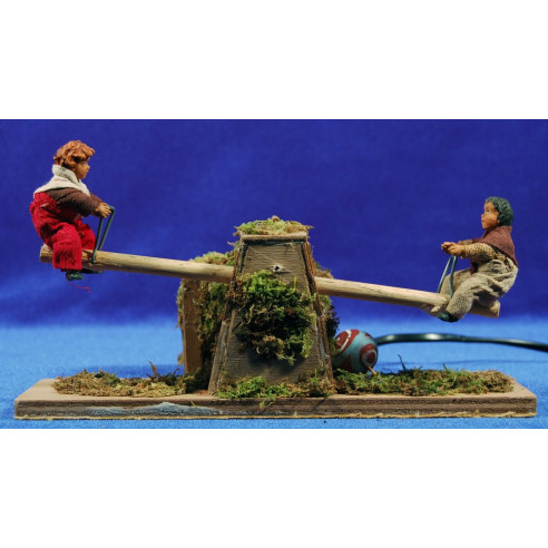 Bambini in altalena movimento 12 cm stoffe e terracotta