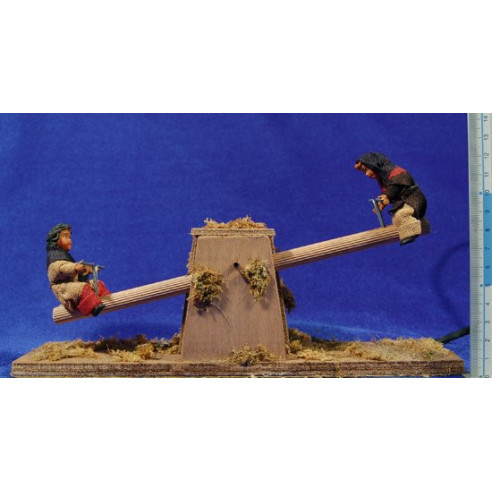 Children in a swing movement 12 cm clay and clothes