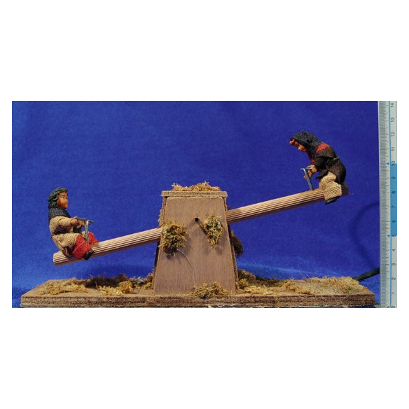 Bambini in altalena movimento 12 cm stoffe e terracotta