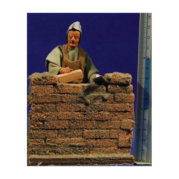 Muratore movimento 12 cm terracotta e stoffe