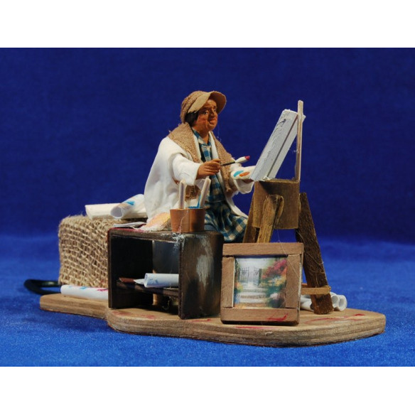 Pittore movimento 12 cm terracotta e stoffe