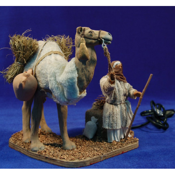 Camel and shepherd stand bymovement 12 cm clay painted