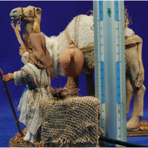 Camel and shepherd stand bymovement 12 cm clay painted