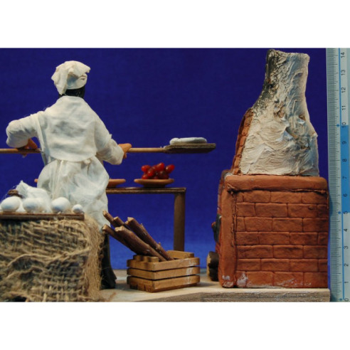 Bakery woman making pizza movement 12 cm clay and clothes