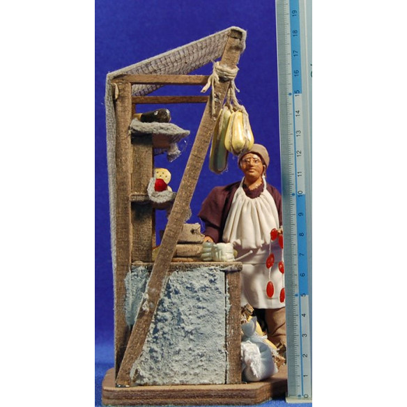Venditore di formaggio movimento con banco 12 cm stoffe e terracotta