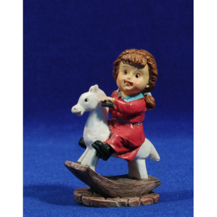 Nena amb cavallet naïf 8 cm marmolina Belenes Puig