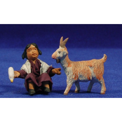 Niña con cabra 13 cm ropa y barro