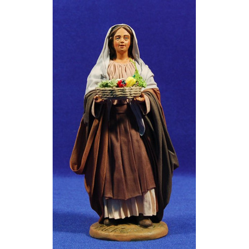 Donna cesto verdura 20 cm stoffe e terracotta