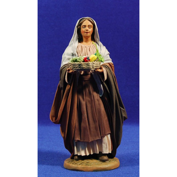 Donna cesto verdura 20 cm stoffe e terracotta
