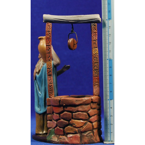 Pastore nel pozo 12 cm terracotta dipinte Figuralia