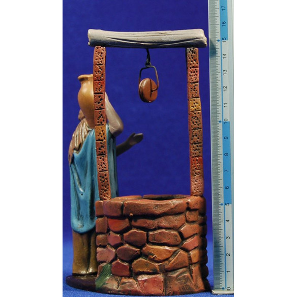 Pastore nel pozo 12 cm terracotta dipinte Figuralia