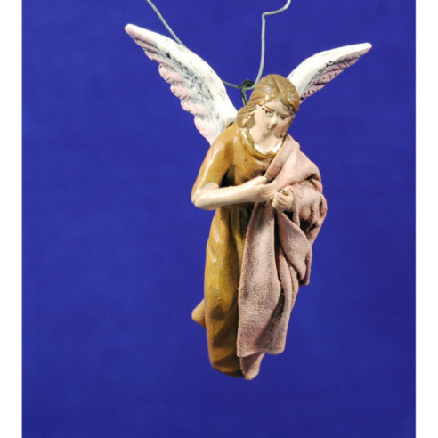 Angel nativity or announcing 8 cm clay painted and clothes Figuralia