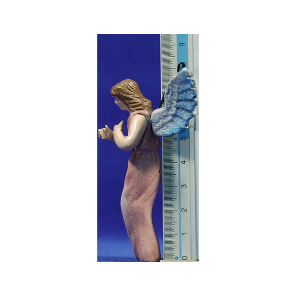 Angel nativity or announcing 8 cm clay painted and clothes Figuralia