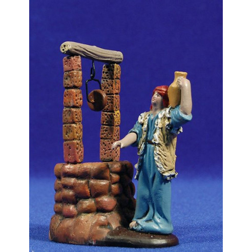 Pastor en pozo 7 cm barro pintado Figuralia