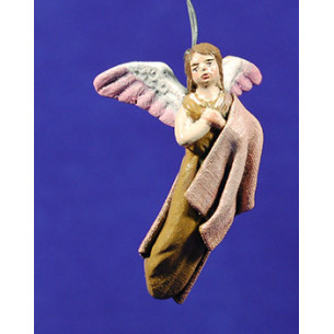 Angel nativity or announcing 6 cm clay painted and clothes Figuralia