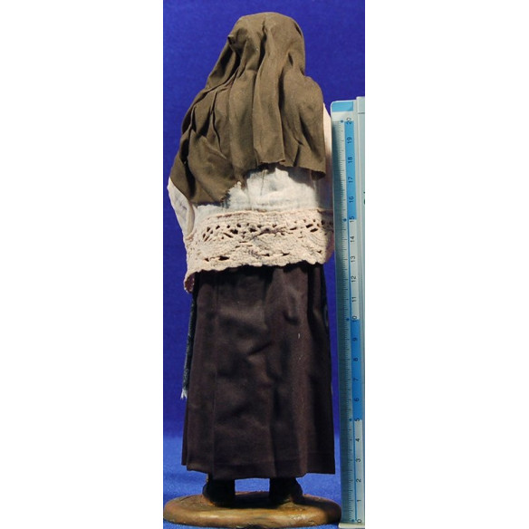 Old woman with lantern and stick  25 cm clay and clothes