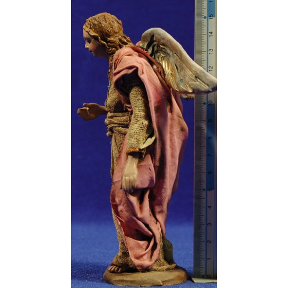Ángel de pie 14 cm barro y ropa