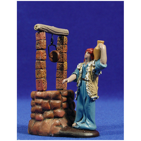 Pastor en pozo 7 cm barro pintado Figuralia