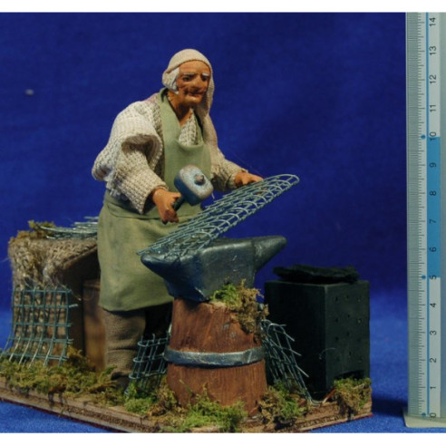 Fabbro movimento 12 cm stoffa e terracotta