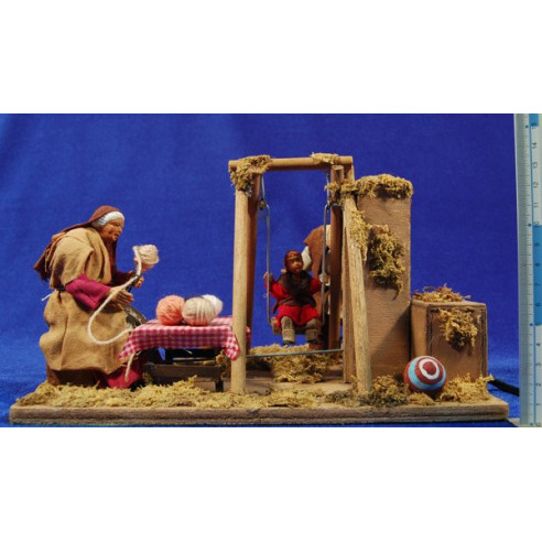 Picnic in famiglia movimento 12 cm stoffa e terracotta