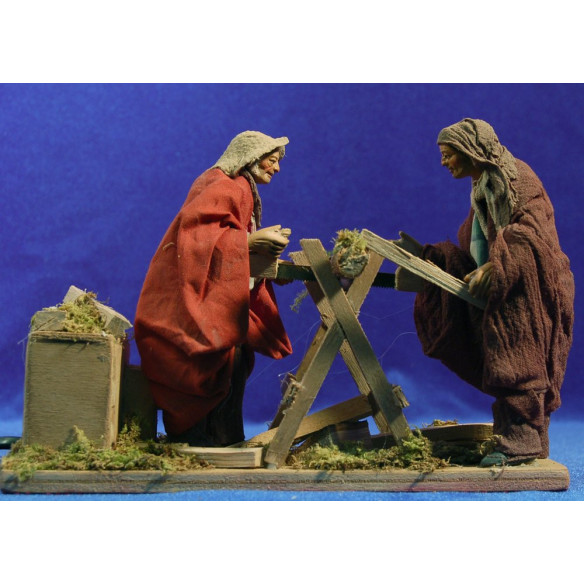 Shepherd woodcutter double movement 12 cm clay and clothes