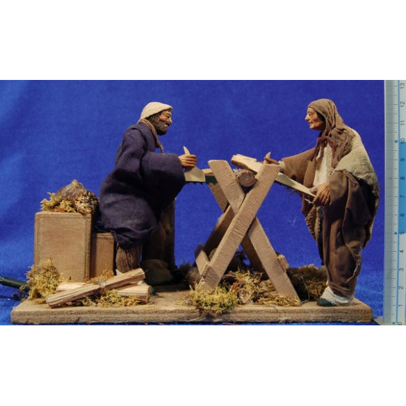 Shepherd woodcutter double movement 12 cm clay and clothes