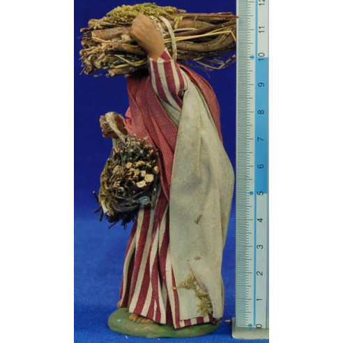Pastora amb feix llenya 12 cm roba i fang