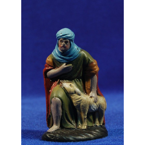 Pastore adorando con agnello 7 cm terracotta dipinte Figuralia