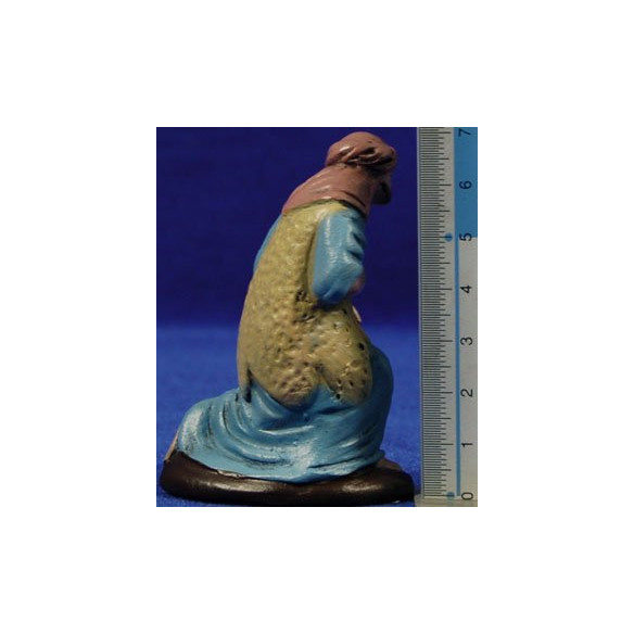 Pastore vecchie adorando 7 cm terracotta dipinte Figuralia