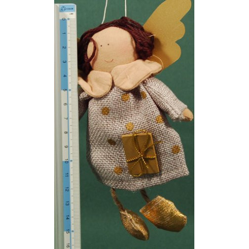 Ángel gris-marrón claro con regalo 18 cm esparto Baden