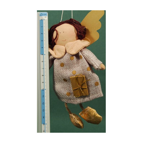 Ángel gris-marrón claro con regalo 18 cm esparto Baden