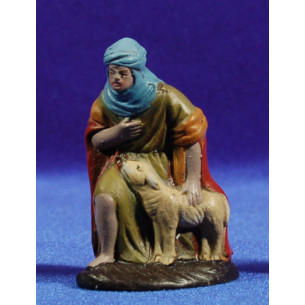 Pastore adorando con agnello 9 cm terracotta dipinte Figuralia