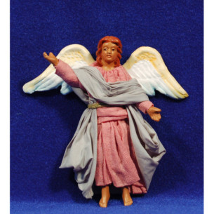 Ángel colgar 13 cm barro y ropa