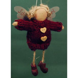 Purple dressed angel heart buttons hanging 18 cm wool Baden