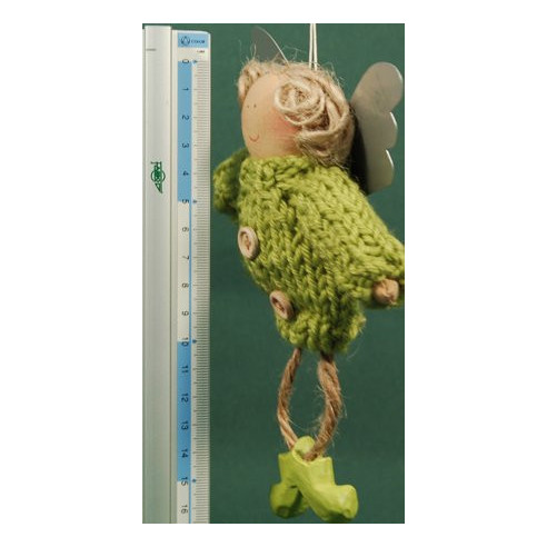 Light green dressed angel with buttons 18 cm wool Baden