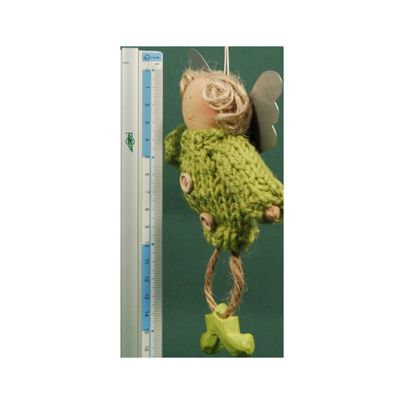 Light green dressed angel with buttons 18 cm wool Baden