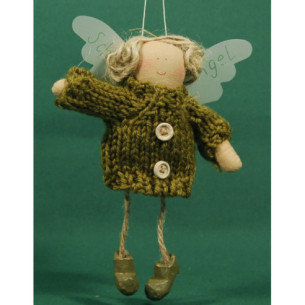 Green dressed angel with buttons 18 cm wool Baden