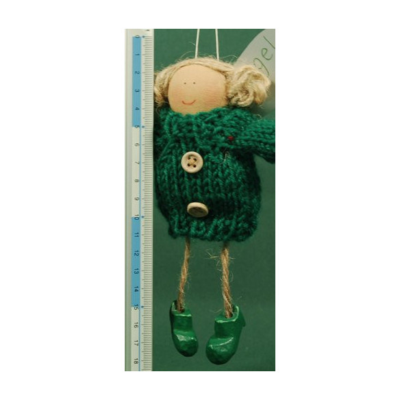 Angelo verde scuro apesso con botone 18 cm lana Baden
