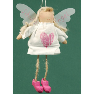 Angelo vestito bianco cuore rosa 18 cm stoffe Baden