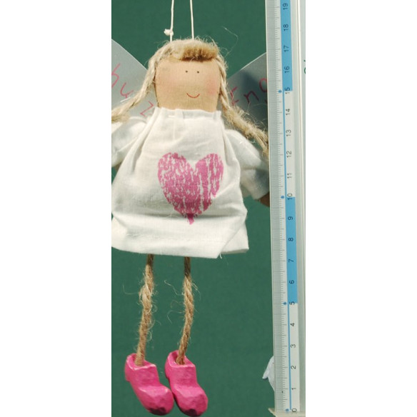 Ángel vestido blanco corazón rosa 18 cm ropa Baden