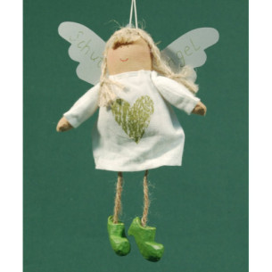 White dressed angel with green heart 18 cm clothes Baden