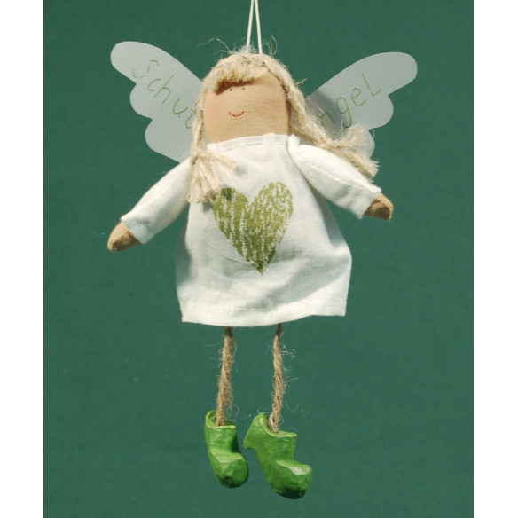White dressed angel with green heart 18 cm clothes Baden