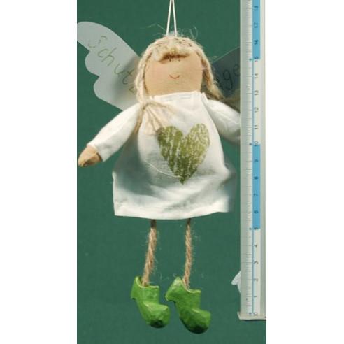White dressed angel with green heart 18 cm clothes Baden