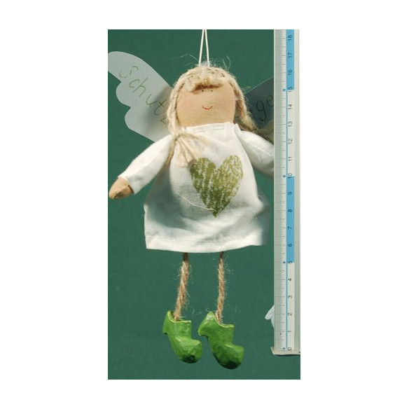 White dressed angel with green heart 18 cm clothes Baden