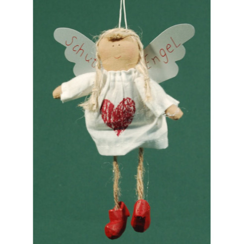 White dressed angel with red heart 18 cm clothes Baden