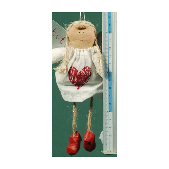 White dressed angel with red heart 18 cm clothes Baden