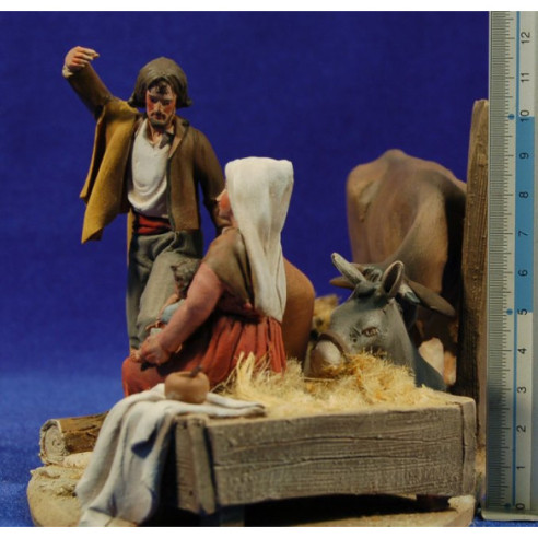 Natività catalano M4 10 cm terracotta dipinte De Francesco