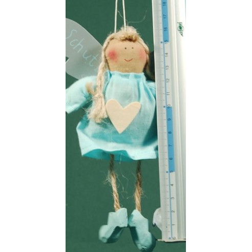 Ángel vestido azul celeste corazón madera 18 cm ropa Baden