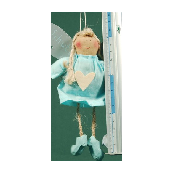 Ángel vestido azul celeste corazón madera 18 cm ropa Baden